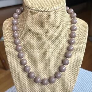 Vintage Brown Mocha Beaded Necklace Large Round Beads Classic Strand